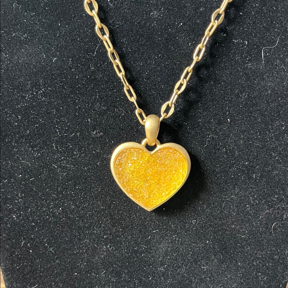 Lia Sophia and “Crush” Druzy Resin Glittery Crystal Heart Pendant Necklace